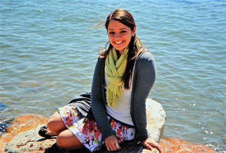 Victoria Soto smiling by the sea. (Boston Herald (Erin Smith))